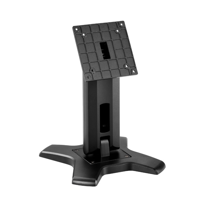 ARES-2424X is a desk stand compatib with 75x75 mm / 100x100 mm VESA patterns. It can tilt -2° (down) ~ +180° (up) and screens up to 21.5"